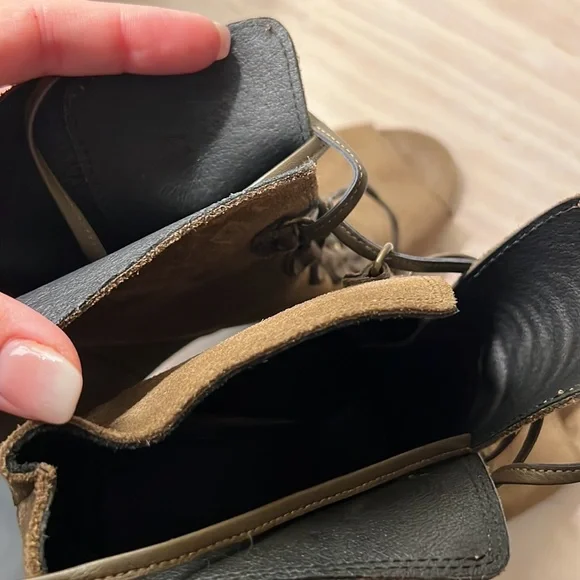 Genuine leather Suade lace up booties